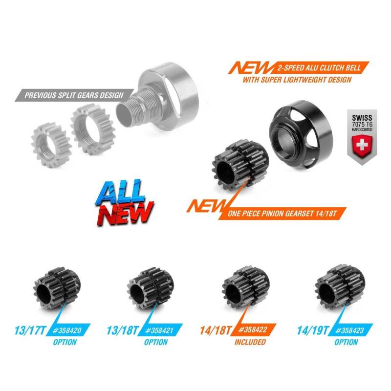 Piñón aluminio 14/19T tratamiento duro Xray 358423