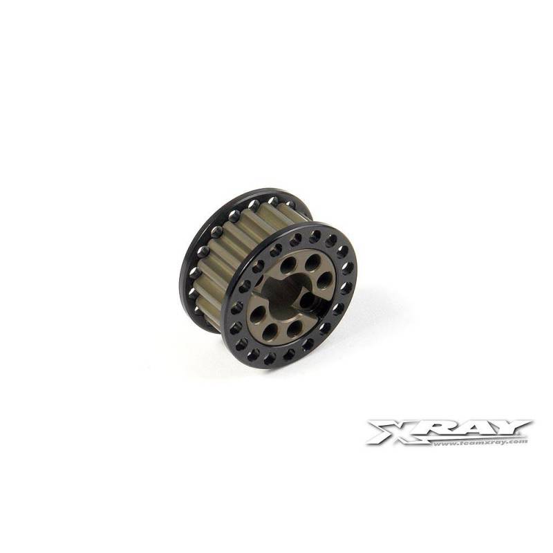 Polea lateral aluminio correa 18T trasera set Xray 345938