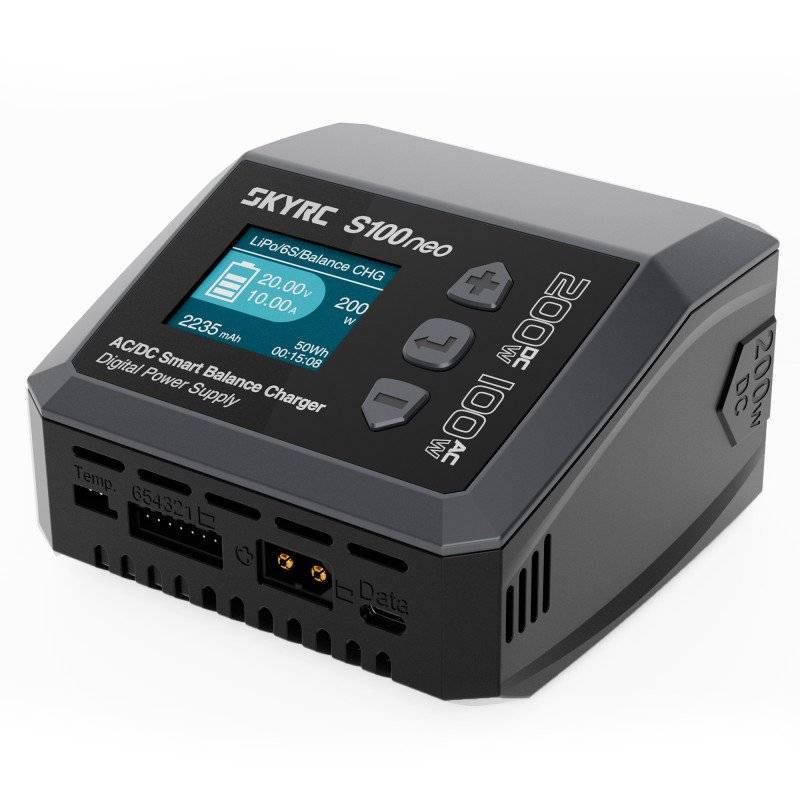 Cargador SkyRC S100 Neo AC/DC Smart LiPo 1-6S 12 A. Ref. SK100202