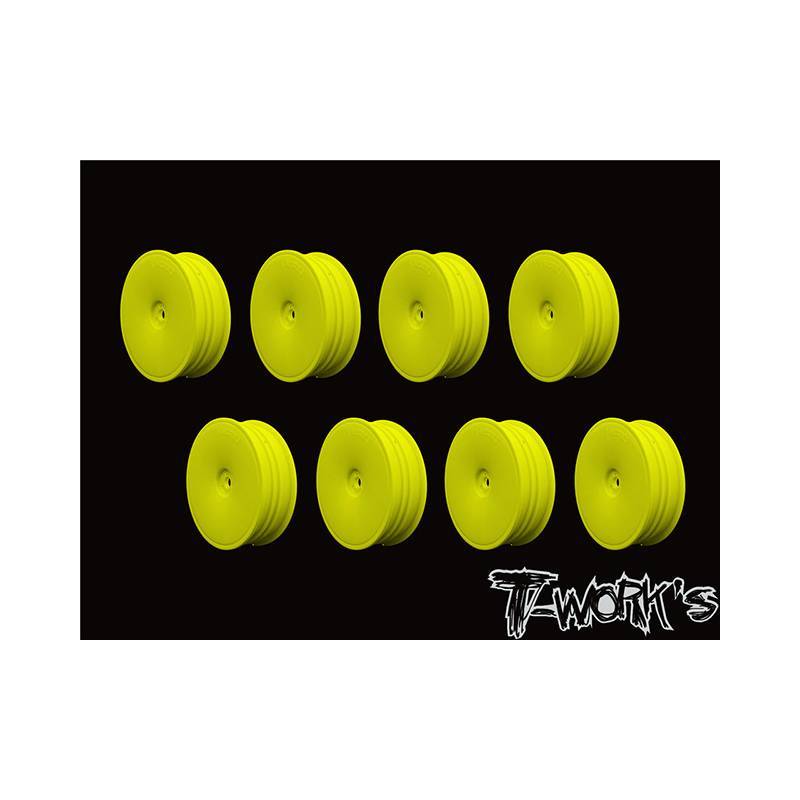 Llantas 1/10 Delanteras 2wd Estrechas Amarillas Tworks (8u.). Ref. TE-218-DY-8