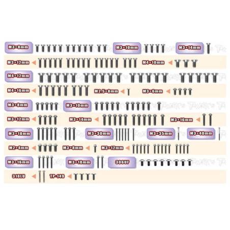 Set Tornilleria Titanio Cabeza UFO Tworks para Xray XB8'26 (159pcs.). Ref. TSSU-XB8´26